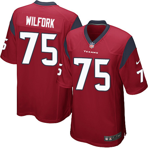 Men's Game Vince Wilfork Nike Jersey Red Alternate - #75 NFL Houston Texans